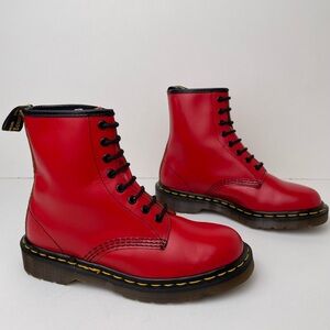 Vintage 1460 England Doc Dr. Martens Red Leather 8 Eye Boots UK 5